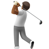 Cómo se ve el emoji Persona jugando al golf: tono de piel oscuro medio en Apple.