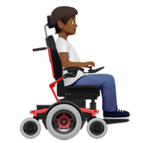 How Person in Motorized Wheelchair Facing Right: Medium-Dark Skin Tone emoji looks on Apple.