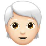 Wie Person: helle Hautfarbe, weißes Haar Emoji auf Apple aussieht.