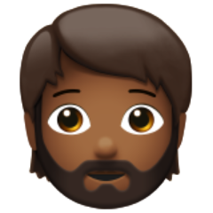 Come Persona con la barba: carnagione abbastanza scura emoji appare su Apple.