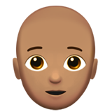 How Person: Medium Skin Tone, Bald emoji looks on Apple.