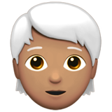 Come Persona: carnagione olivastra e capelli bianchi emoji appare su Apple.