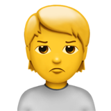 Bagaimana emoji Orang mencebik kelihatan di Apple.