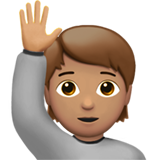 How Person Raising Hand: Medium Skin Tone emoji looks on Apple.