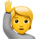 How Person Raising Hand emoji looks on Apple.