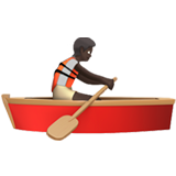 How Person Rowing Boat: Dark Skin Tone emoji looks on Apple.