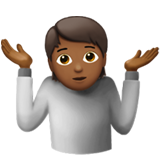 How Person Shrugging: Medium-Dark Skin Tone emoji looks on Apple.