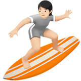 How Person Surfing: Light Skin Tone emoji looks on Apple.