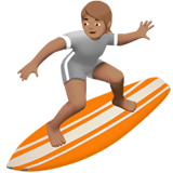 How Person Surfing: Medium Skin Tone emoji looks on Apple.