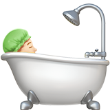 How Person Taking Bath: Light Skin Tone emoji looks on Apple.