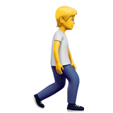 Bagaimana Orang berjalan kaki menghadap kanan emoji terlihat di Apple.