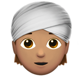 A quoi ressemblent les emoji Personne en turban: peau légèrement mate sur Apple.