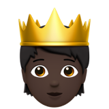 A quoi ressemblent les emoji Personne avec une couronne : peau foncée sur Apple.