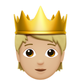 Wie Person mit Krone: mittelhelle Hautfarbe Emoji auf Apple aussieht.