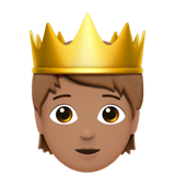 How Person with Crown: Medium Skin Tone emoji looks on Apple.