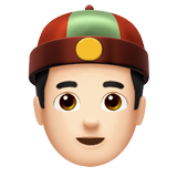 Bagaimana Orang dengan topi Tionghoa: warna kulit cerah emoji terlihat di Apple.