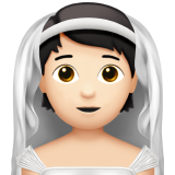 A quoi ressemblent les emoji Personne mariée avec voile: peau claire sur Apple.