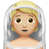 A quoi ressemblent les emoji Personne mariée avec voile: peau moyennement claire sur Apple.