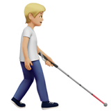 How Person with White Cane Facing Right: Medium-Light Skin Tone emoji looks on Apple.