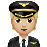 A quoi ressemblent les emoji Pilote: peau moyennement claire sur Apple.