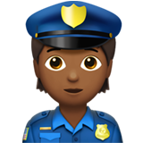 Wie Polizist(in): mitteldunkle Hautfarbe Emoji auf Apple aussieht.