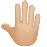 How Raised Back of Hand: Medium-Light Skin Tone emoji looks on Apple.