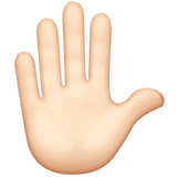 How Raised Hand: Light Skin Tone emoji looks on Apple.