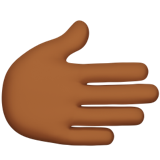 How Rightwards Hand: Medium-Dark Skin Tone emoji looks on Apple.