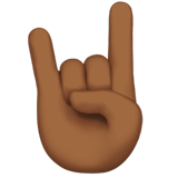 How Sign of the Horns: Medium-Dark Skin Tone emoji looks on Apple.