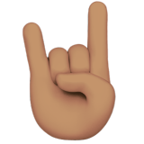 How Sign of the Horns: Medium Skin Tone emoji looks on Apple.