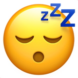 Cómo se ve el emoji Cara durmiendo en Apple.