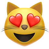 Gato sonriendo con ojos de corazón Emoji