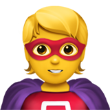 Hoe Superheld emoji eruit ziet op Apple.