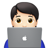 A quoi ressemblent les emoji Informaticien (tous genres): peau claire sur Apple.