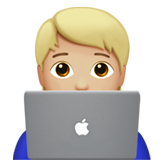 Bagaimana emoji Ahli teknologi: ton kulit sederhana cerah kelihatan di Apple.