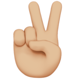 How Victory Hand: Medium-Light Skin Tone emoji looks on Apple.