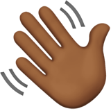 Wie Winkende Hand: mitteldunkle Hautfarbe Emoji auf Apple aussieht.