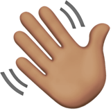 How Waving Hand: Medium Skin Tone emoji looks on Apple.