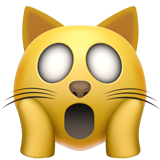 Hur Uttröttat kattansikte emoji ser ut på Apple.