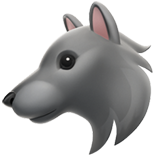 Como o emoji do Rosto de lobo é exibido no Apple.