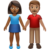 Come Uomo e donna che si tengono per mano: carnagione abbastanza scura e carnagione olivastra emoji appare su Apple.