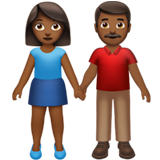 How Woman and Man Holding Hands: Medium-Dark Skin Tone emoji looks on Apple.