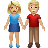 How Woman and Man Holding Hands: Medium-Light Skin Tone emoji looks on Apple.