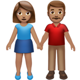 Come Uomo e donna che si tengono per mano: carnagione olivastra emoji appare su Apple.