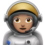 Hur Kvinnlig astronaut: mellanfärgad hy emoji ser ut på Apple.