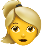 How Woman: Blond Hair emoji looks on Apple.