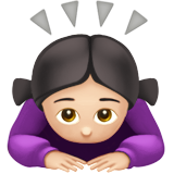 A quoi ressemblent les emoji Femme qui s’incline: peau claire sur Apple.