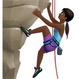 How Woman Climbing: Medium-Dark Skin Tone emoji looks on Apple.