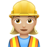 How Woman Construction Worker: Medium-Light Skin Tone emoji looks on Apple.