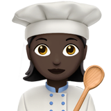 A quoi ressemblent les emoji Cuisinière: peau foncée sur Apple.